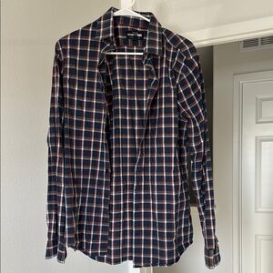 Express Men's Navy Plaid Shirt